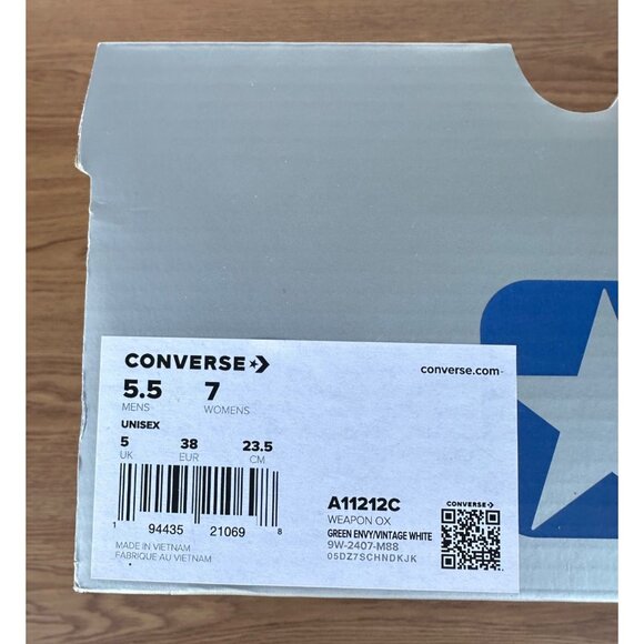 ⭐Converse Weapon OX Low Sz 5.5 Mens Shoes Leather Sneaker Beige Green A11212C⭐ - Picture 8 of 11